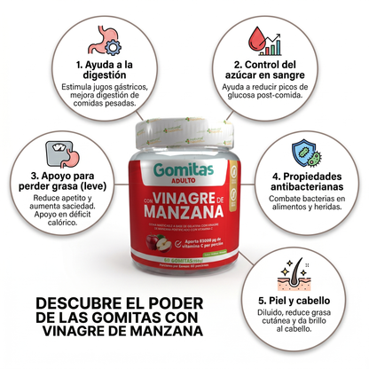 Gomitas vinagre de Manzana 60uds  INVIMA